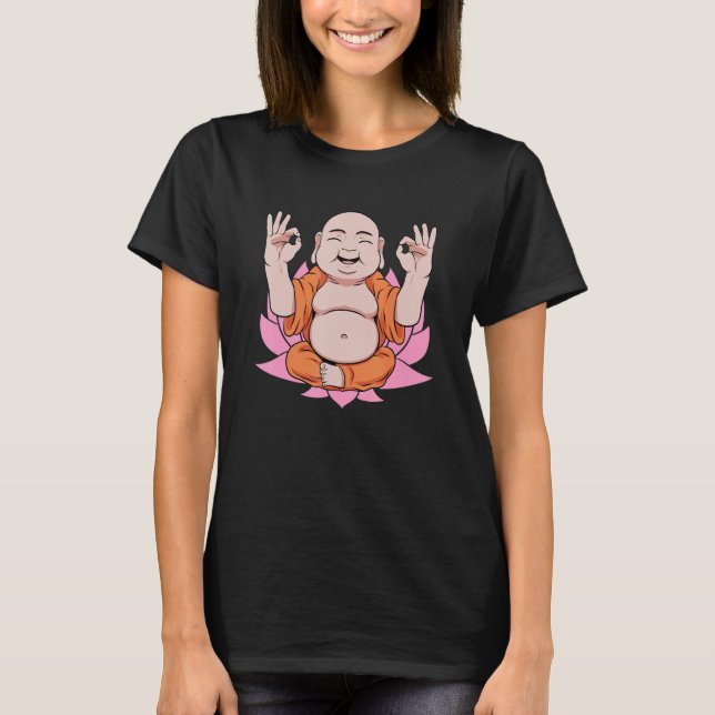 Camiseta Buddha Monk Namaste Praying Pray Smile Happy Laugh (Anverso)