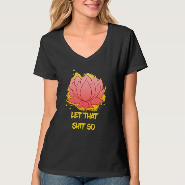 Camiseta Buddha Monk Namaste Smiling Happiness Let Worries  (Anverso)