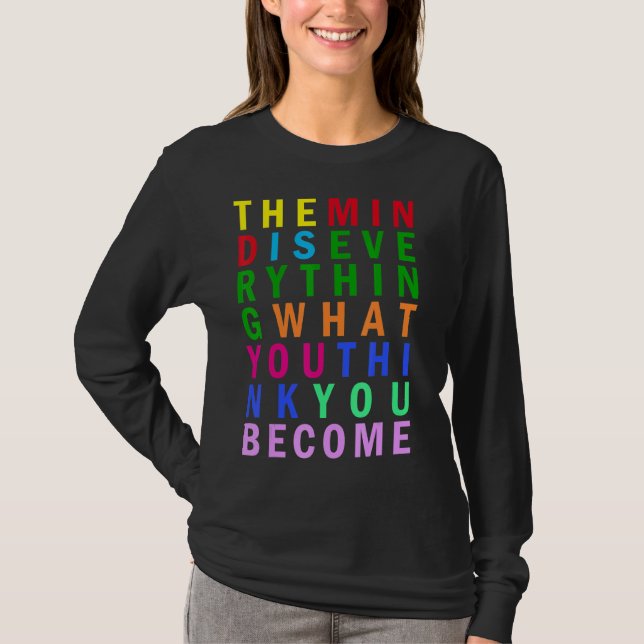 Camiseta Buddha Practicando la Mentalidad Rainbow Inspirati (Anverso)