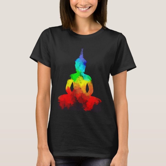 Camiseta Buddha Rainbow Love Yoga Pose T Namaste (Anverso)
