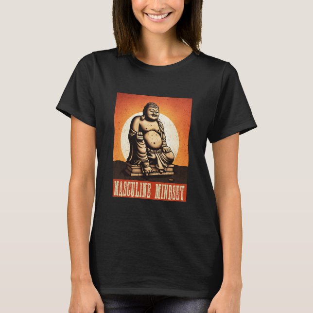 Camiseta buddha statue masculine mindset retro sun style (Anverso)