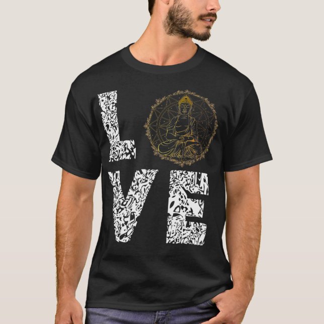 Camiseta Buddha Statue Zen Yoga Lover Meditation Mantra Gau (Anverso)