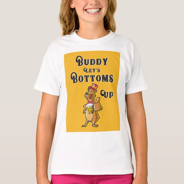 Camiseta Buddy Let's Bottoms Up International 4 August Beer (Anverso)