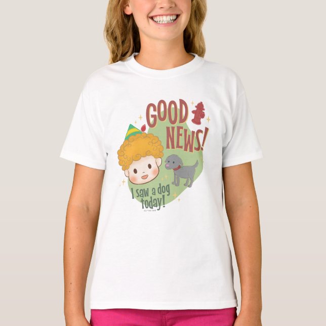 Camiseta Buddy the Elf Good News! I Saw a Dog Today! (Anverso)