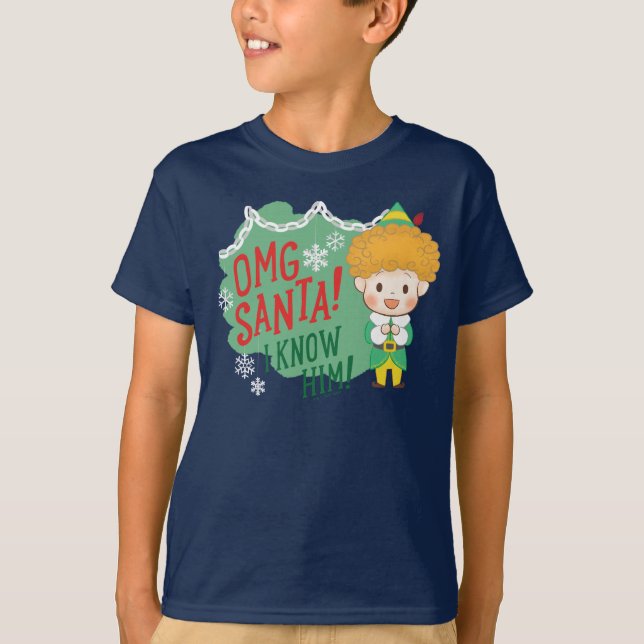Camiseta Buddy the Elf OMG Santa! I Know Him! (Anverso)