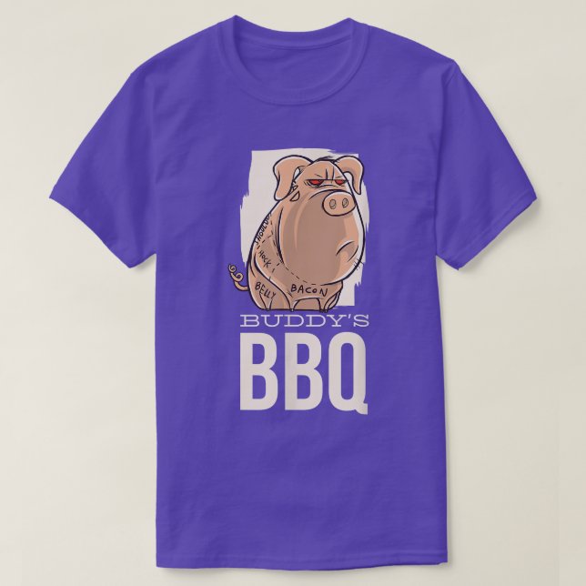 Camiseta Buddy's BBQ Bacon Pig  (Diseño del anverso)