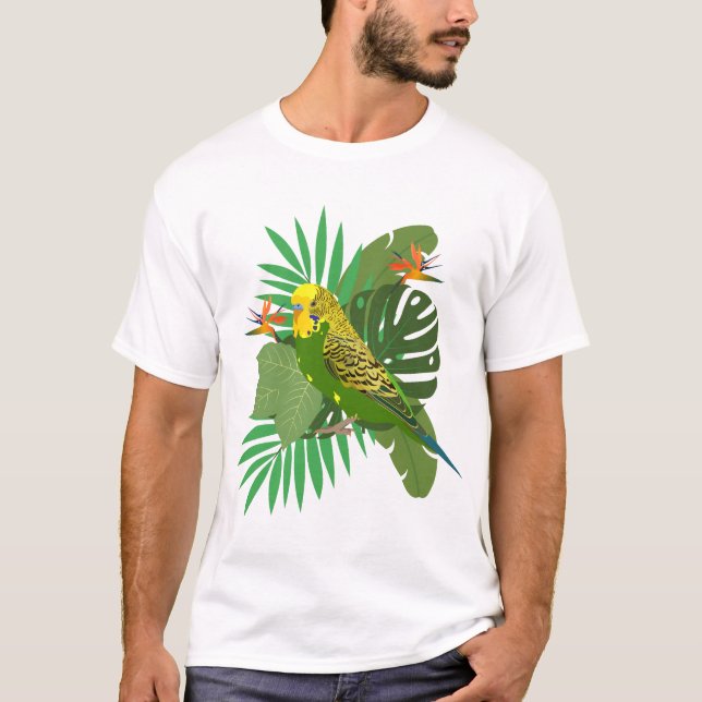 Camiseta Budgerigar with leaves (Anverso)