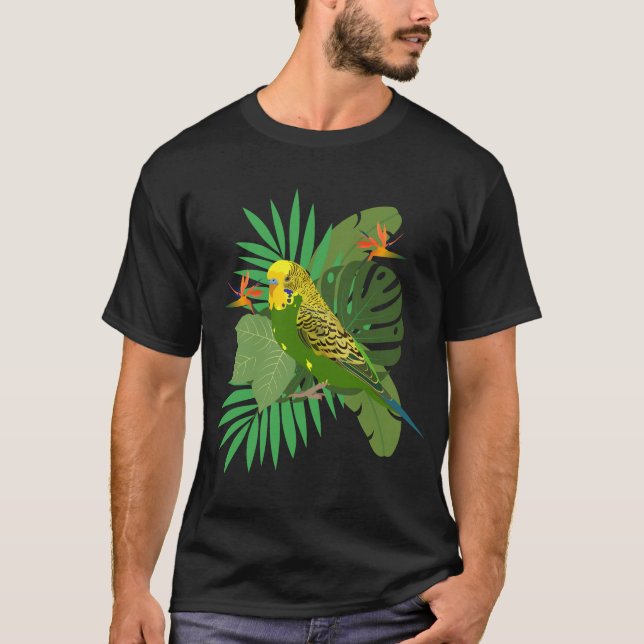 Camiseta Budgerigar with leaves (Anverso)
