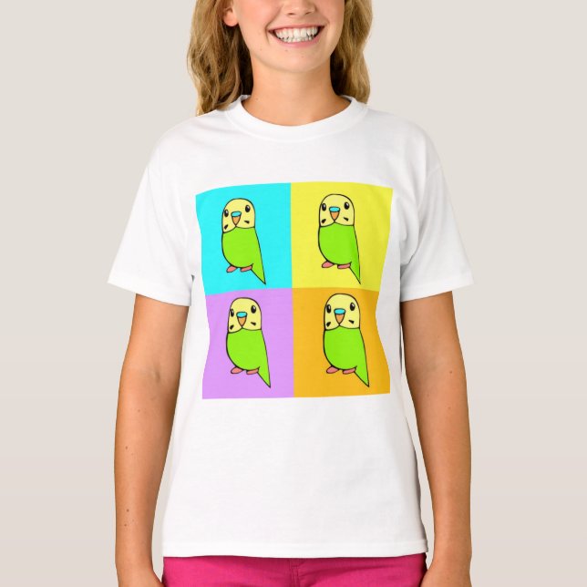 Camiseta Budgie Arte Pop (Anverso)