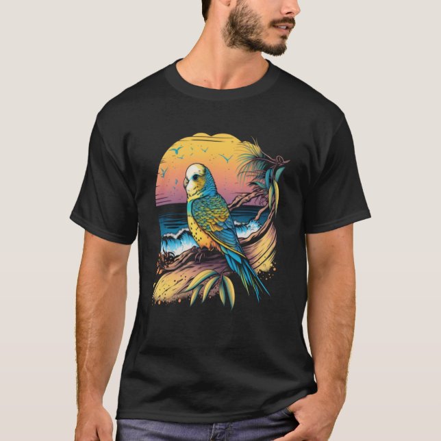 Camiseta Budgie Beach Budgerigar Parakeet Bird verano 3 (Anverso)