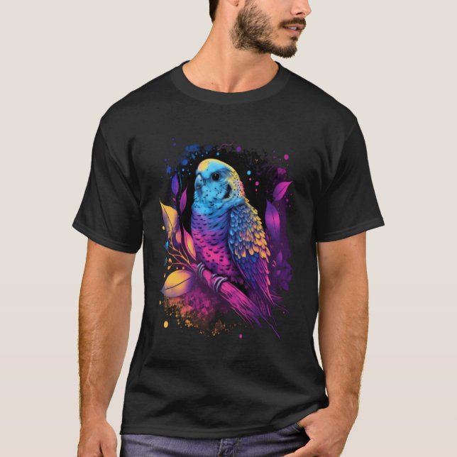 Camiseta Budgie Budgerigar Parakeet Bird Aesthetic Vaporwav (Anverso)