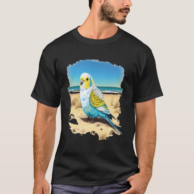 Camiseta Budgie Budgerigar Parakeet Bird Beach Summer (Anverso)