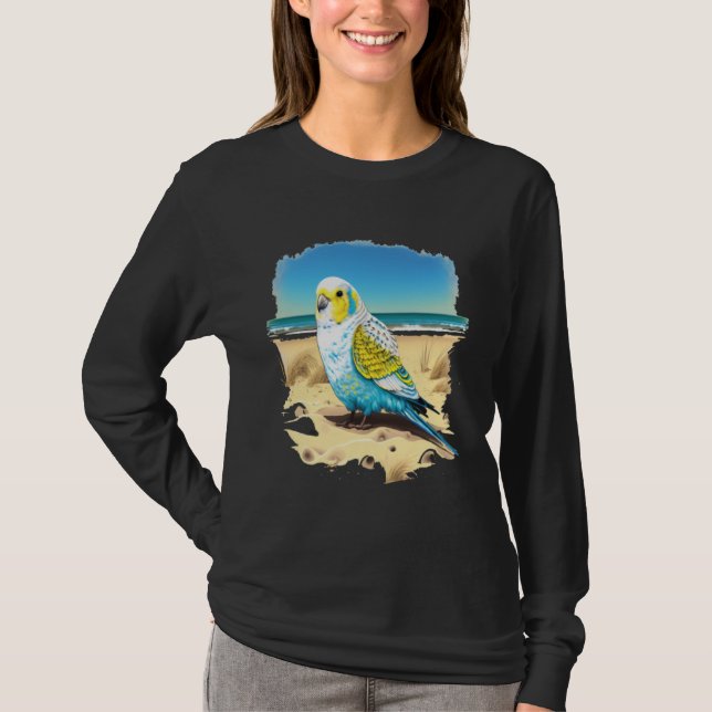 Camiseta Budgie Budgerigar Parakeet Bird Ocean Beach Summer (Anverso)