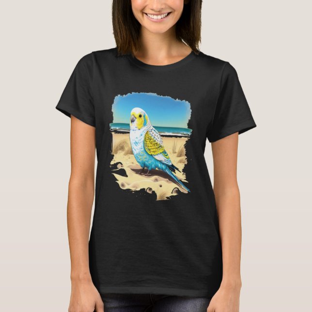 Camiseta Budgie Budgerigar Parakeet Bird Ocean Beach Summer (Anverso)