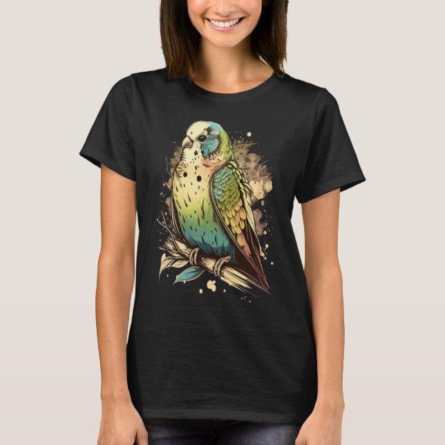 Camiseta Budgie Budgerigar Parakeet Bird Retro Vintage 80 (Anverso)