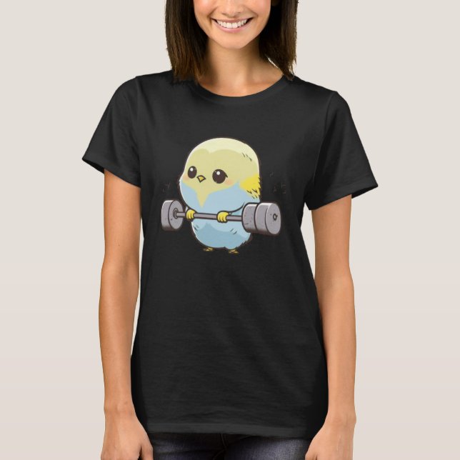 Camiseta Budgie Budgerigar Parakeet Lifting Bodybuilder Gym (Anverso)