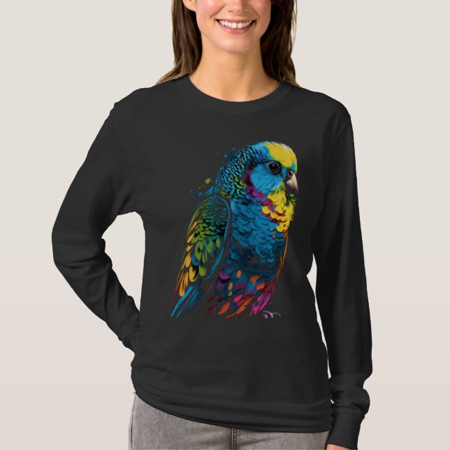 Camiseta Budgie Budgerigar Parakeet Pet Bird Owner Pop  3 (Anverso)