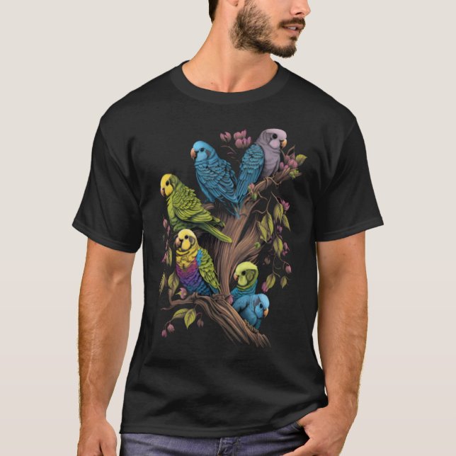 Camiseta Budgie Budgies Budgerigar Parakeet Birds  2 (Anverso)