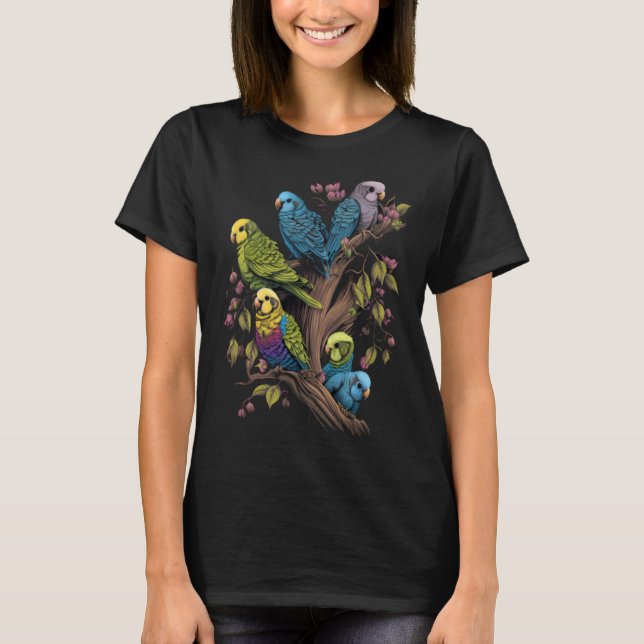 Camiseta Budgie Budgies Budgerigar Parakeet Birds  2 (Anverso)