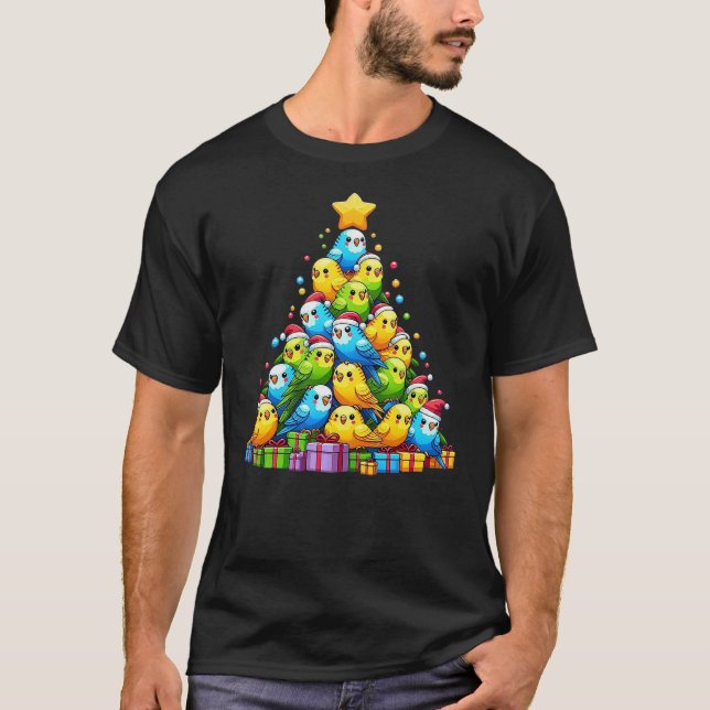 Camiseta Budgie Christmas Tree Bird Christmas Cosutme Men W (Anverso)