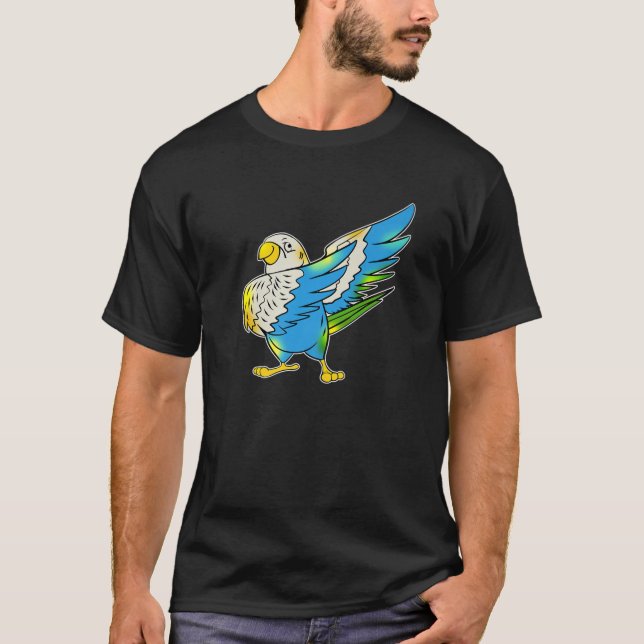 Camiseta Budgie Dabbing Mascota gráfico Paraceet Budgeriga (Anverso)
