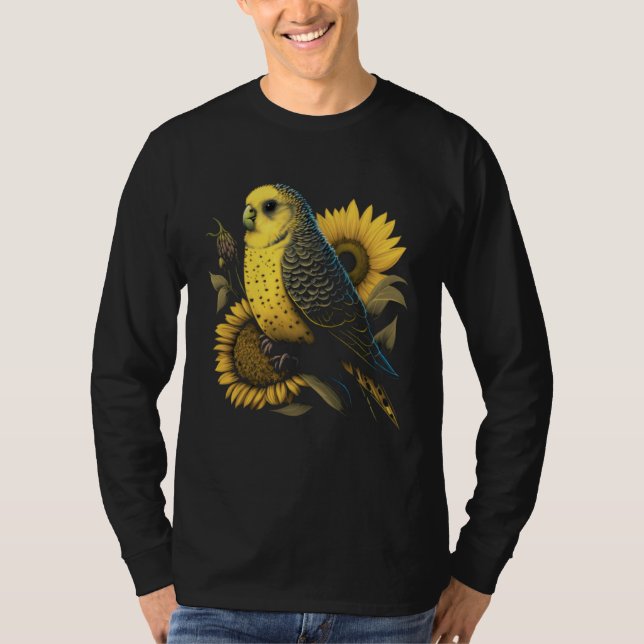 Camiseta Budgie Mom Budgerigar Sunflower Parakeet Bird Moth (Anverso)