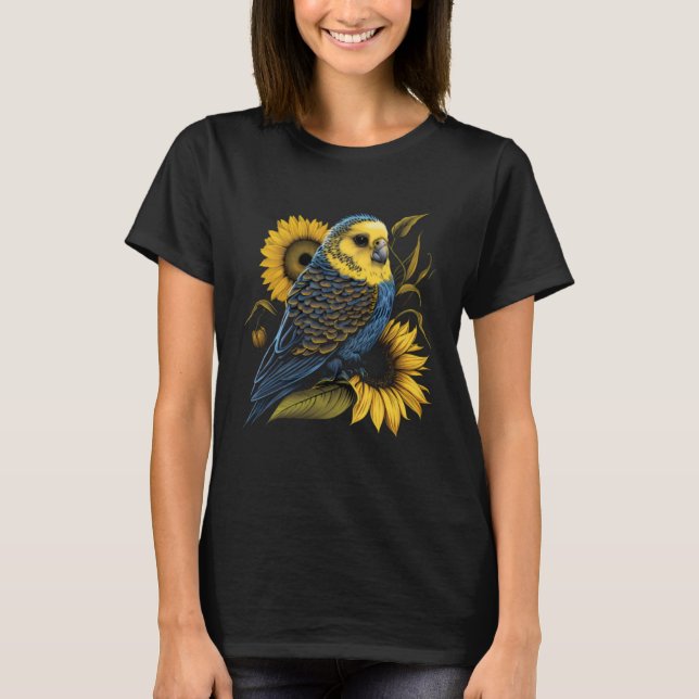Camiseta Budgie Mom Budgerigar Sunflower Parakeet Bird Moth (Anverso)