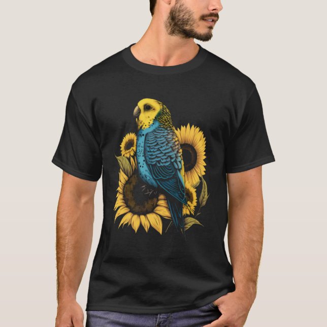 Camiseta Budgie Mom Budgerigar Sunflower Parakeet Bird Moth (Anverso)