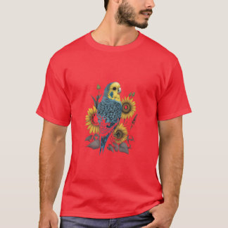 Camiseta Budgie Mom Budgerigar Sunflower Parakeet Bird Retr