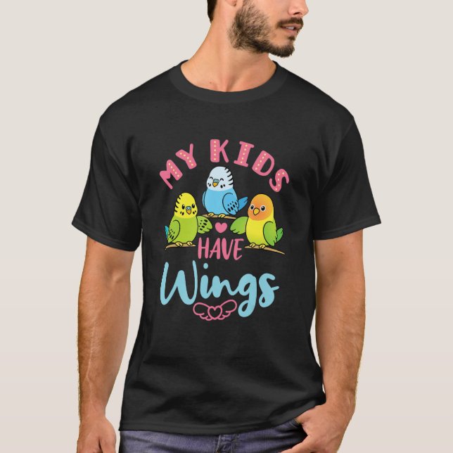 Camiseta Budgie Parakeet Mascota Ave Mamá Papá Mis Hijos (Anverso)