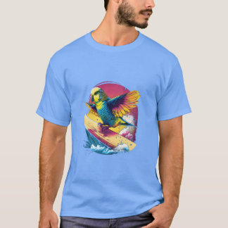 Camiseta Budgie Surfboard Budgerigar Parakeet Bird Kawaii f