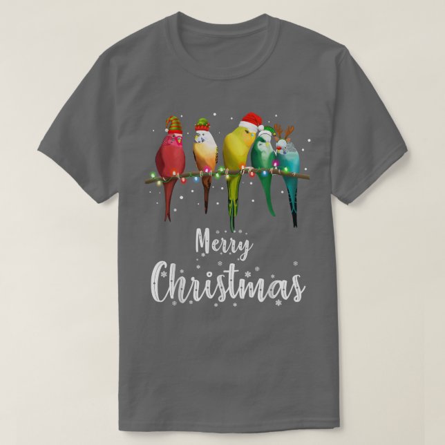 Camiseta Budgies Bird Merry Christmas (Diseño del anverso)