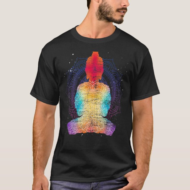 Camiseta Budismo espiritual Zen Budismo Mandala Colorida B (Anverso)