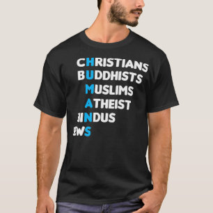 Camiseta Budista cristiano musulmán judío hindú humaniza re