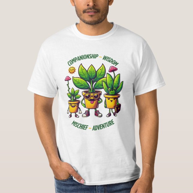 Camiseta Budistas de plantas divertidas: compañerismo entre (Anverso)