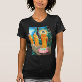 Camiseta Budistas iluminados con túnicas naranjas