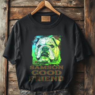 Camiseta buen amigo nombre personalizado, gráfico de perro