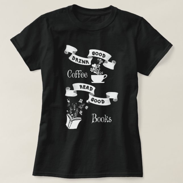 Camiseta Buen café y buenos libros (Diseño del anverso)