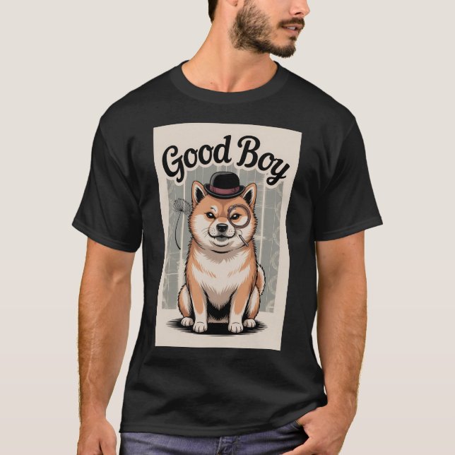 Camiseta Buen chico perro con Gorra Bowler (Anverso)
