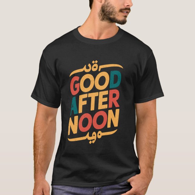 Camiseta Buen Chiste de Letra Árabe de la Tarde (Anverso)