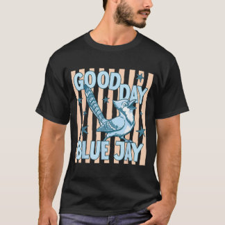 Camiseta Buen Día Arrendajo Lindo Gráfico Retro De Pájaro D