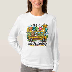 Camiseta Buen Día Para Aprender Autobús Animales Sol