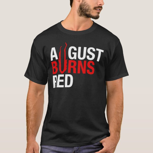 Camiseta BUEN DISEÑO Agosto quemó el logo rojo Nuevo produc (Anverso)