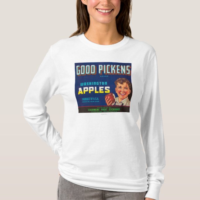 Camiseta Buen Pickens Apple etiqueta - la cachemira, WA (Anverso)