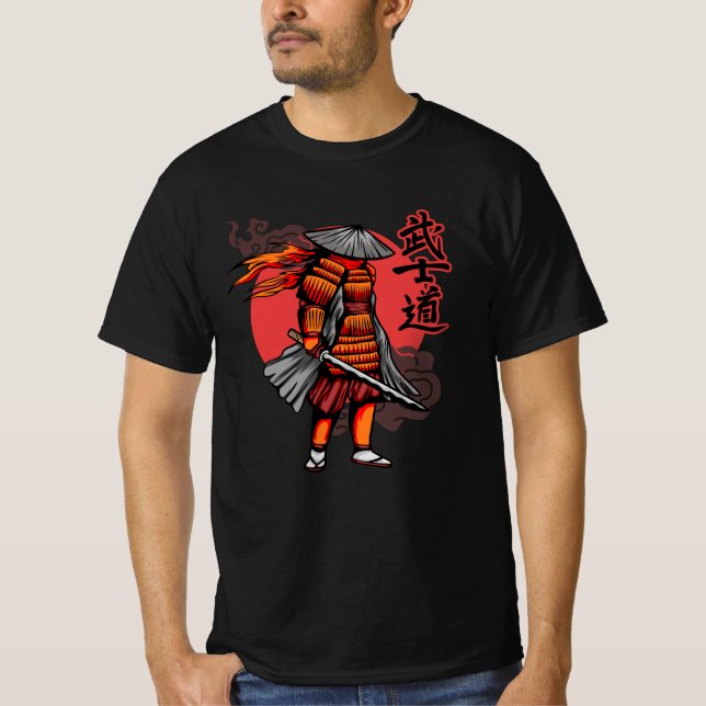 Camiseta Buen Samurái Retro - Samurái Sosteniendo Katana (Anverso)