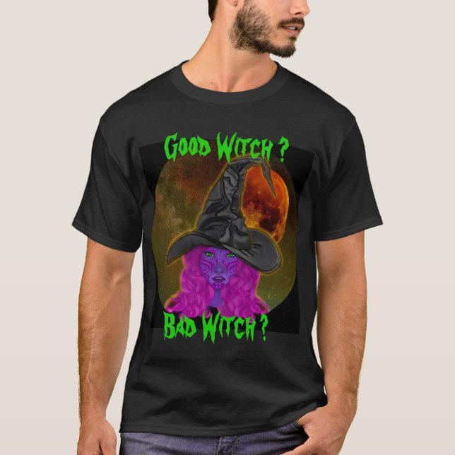 Camiseta Buena Bruja Mala Bruja Fiesta de Halloween  (Anverso)