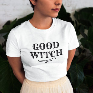Camiseta Buena Bruja Mujer Halloween Negro y Blanco