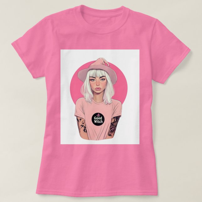 Camiseta Buena Bruja rosa (Diseño del anverso)