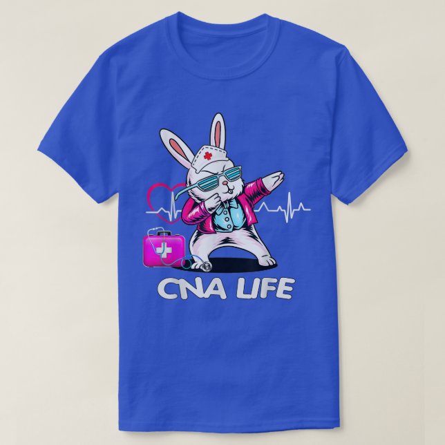 Camiseta Buena enfermera de conejo Dab CNA Vida Feliz Día d (Diseño del anverso)
