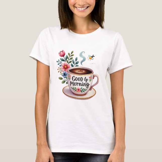 Camiseta buena mañana con café (Anverso)